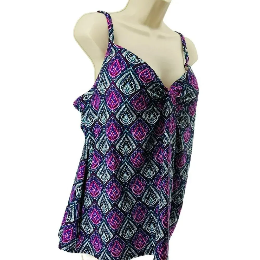 Island Escape Heaven Sent Scorpio Tankini Top Womens Swim Size 16